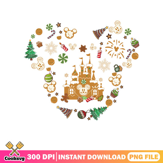 Mickey gingerbread head christmas png, gingerbread mickey​ png