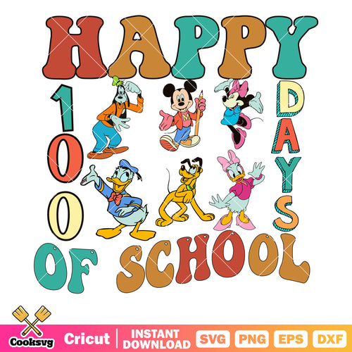 Mickey happy 100 days of school disney svg, 100 days of school svg