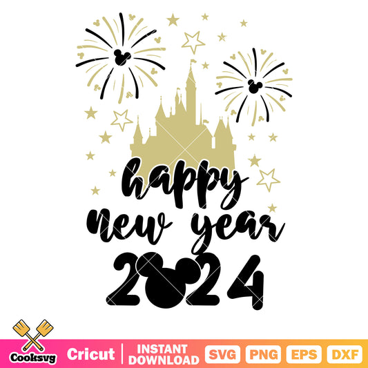 Mickey happy new year 2024 castle svg, happy new year​ svg