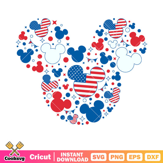 Mickey head 4th of july svg, disney 4th of july svg​, mickey head svg