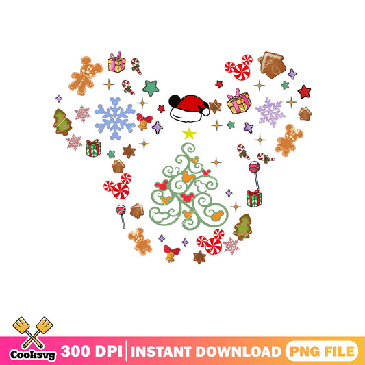 Mickey head and christmas hat png, christmas tree hat​ png