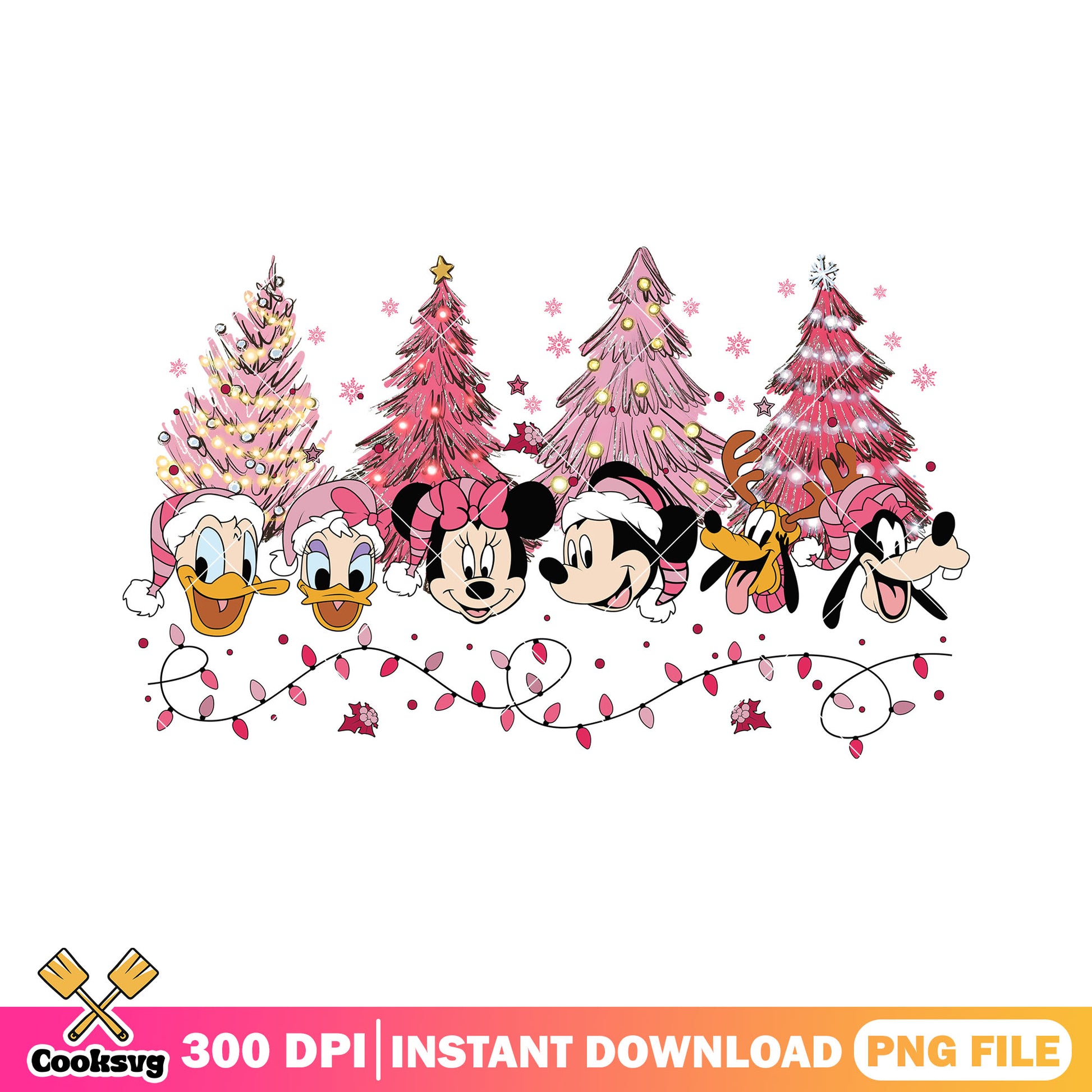 Mickey friends christmas lights png