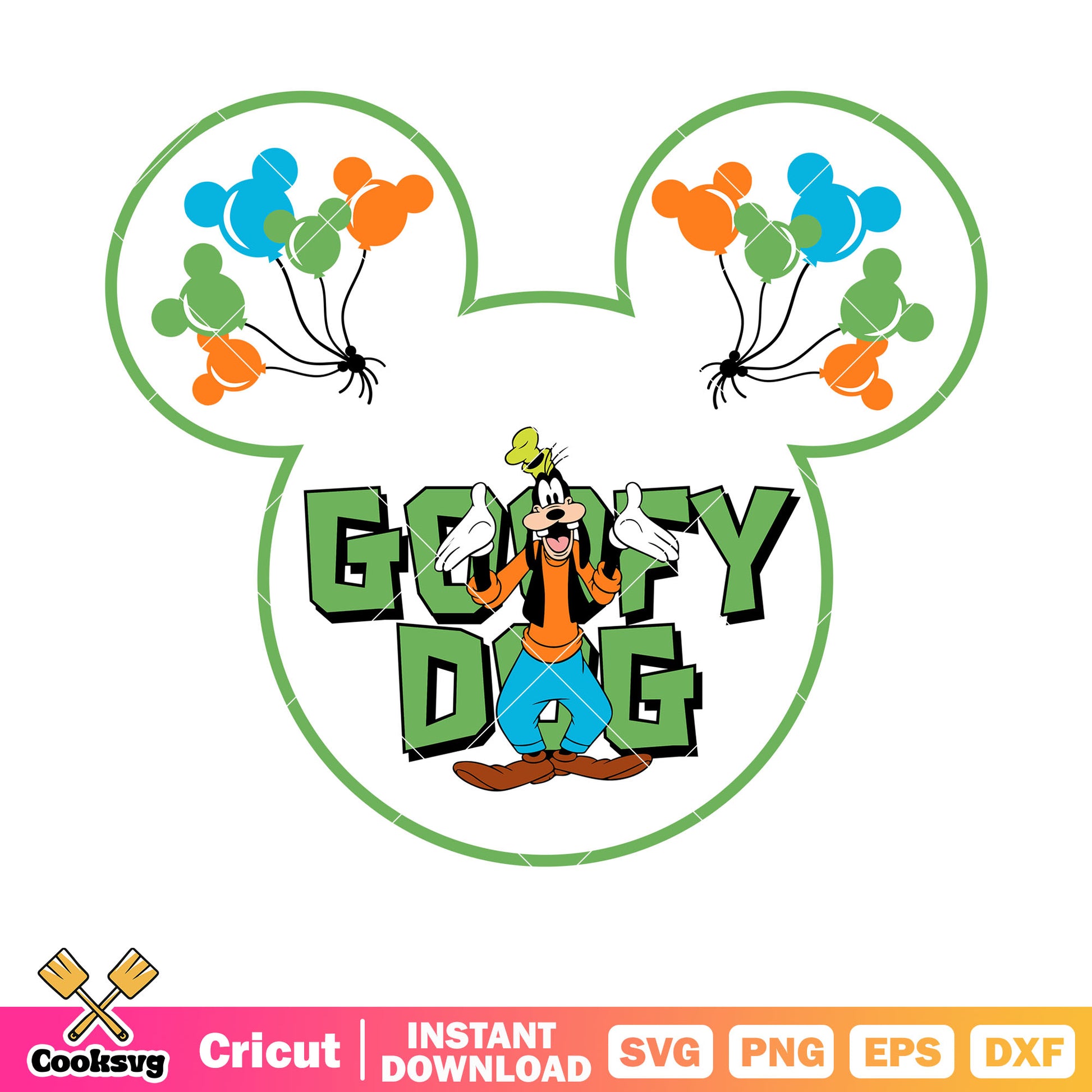 Mickey head and goofy dog svg, disney goofy svg, mickey mouse head svg