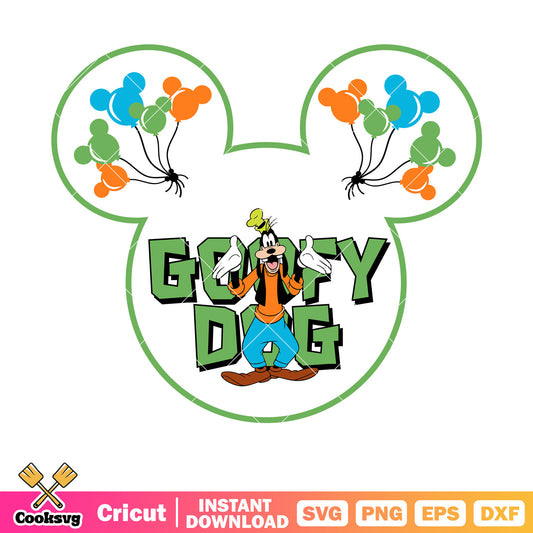 Mickey head and goofy dog svg, disney goofy svg, mickey mouse head svg