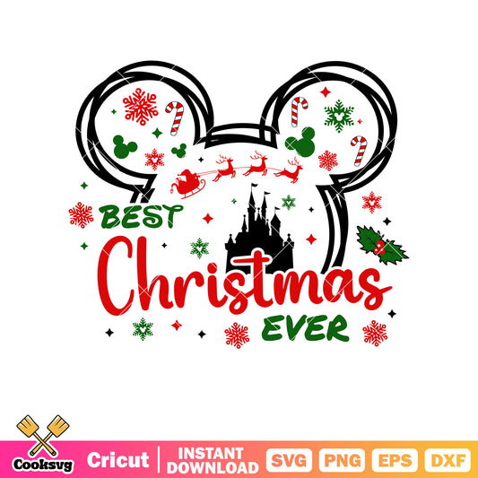 Mickey head best christmas ever svg