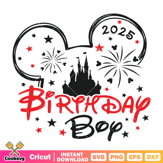 Mickey head birthday boy 2025 svg, mickey mouse birthday​ svg