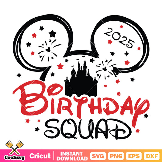 Mickey head birthday squad 2025 svg, mickey head svg, birthday boy svg