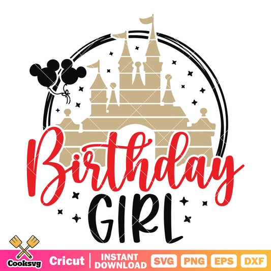 Mickey head castle birthday girl svg, mickey castle​ svg
