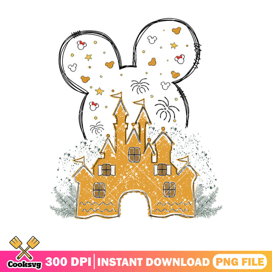 Mickey head castle yellow christmas png