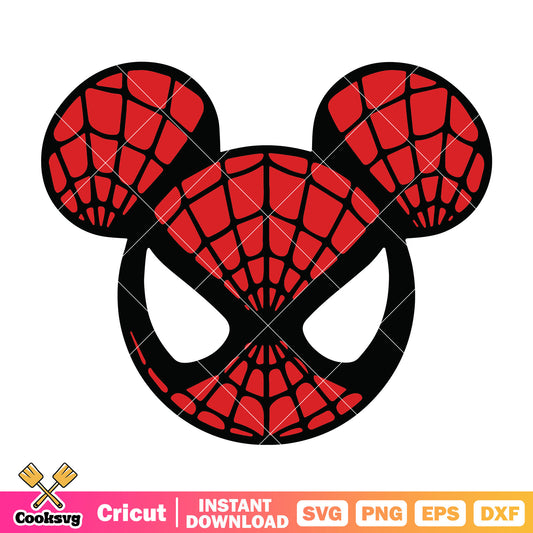 Mickey head cosplay spiderman svg, mickey head svg, spiderman mickey​ svg