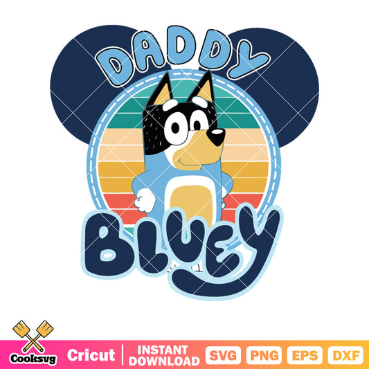 Mickey head daddy bluey svg, mickey mouse head​ svg, bluey dad svg