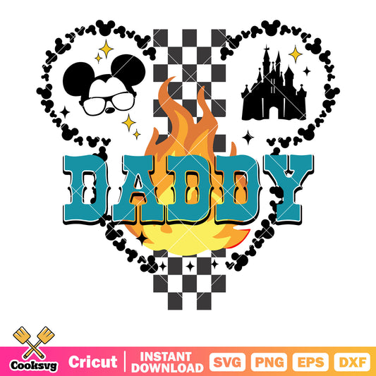 Mickey head daddy fire svg, mickey mouse head svg, disney father day svg