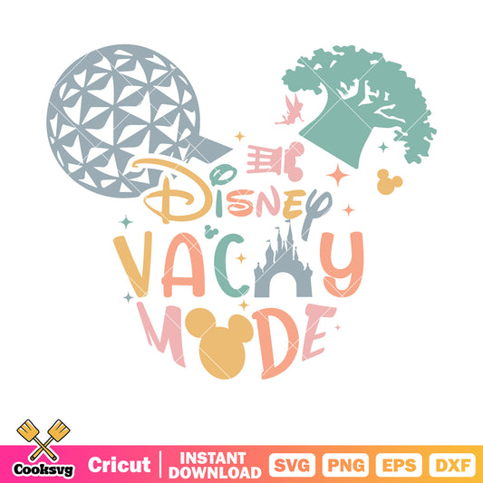 Mickey head disney vacay mode svg, vacay mode svg​, mickey mouse head svg
