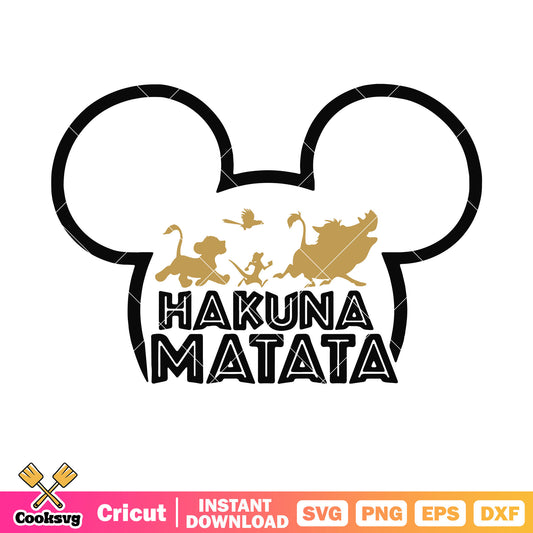 Mickey head hakuma matata silhouette svg, hakuma matata svg, disney lion king svg