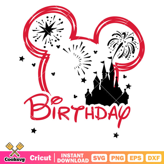 Mickey head happy birthday white svg, mickey head svg, disney birthday svg