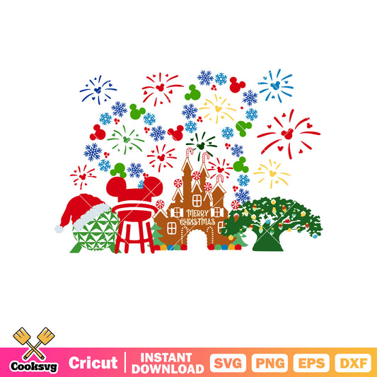 Mickey head merry christmas svg