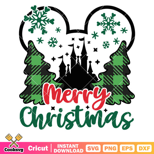 Mickey head merry christmas tree svg