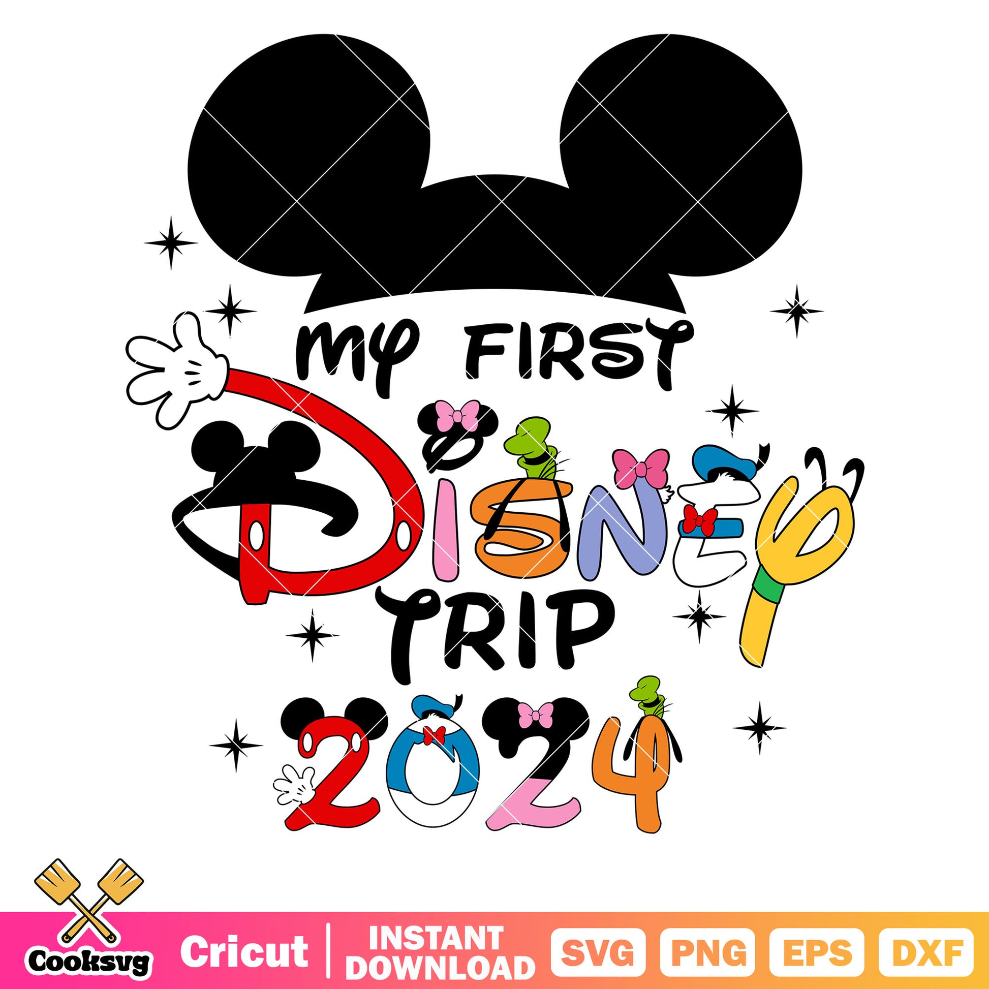 Mickey head my first disney trip 2024 svg file, my first disney trip svg