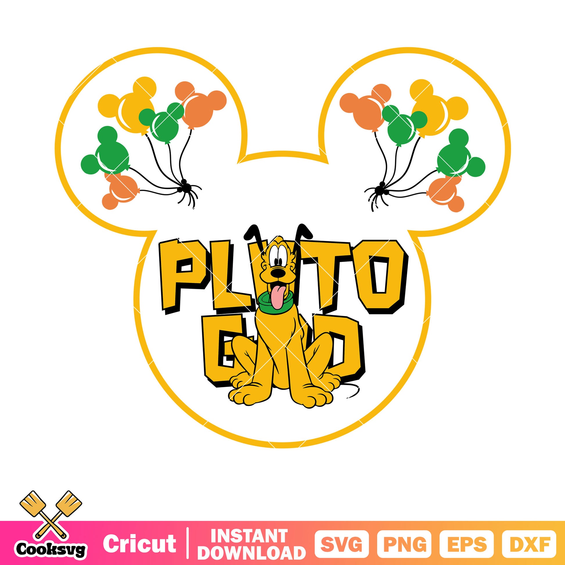 Mickey head pluto dog svg, disney pluto svg, mickey head svg