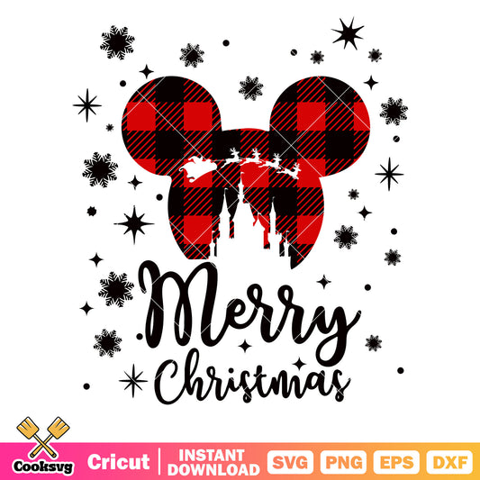 Mickey head red merry christmas svg
