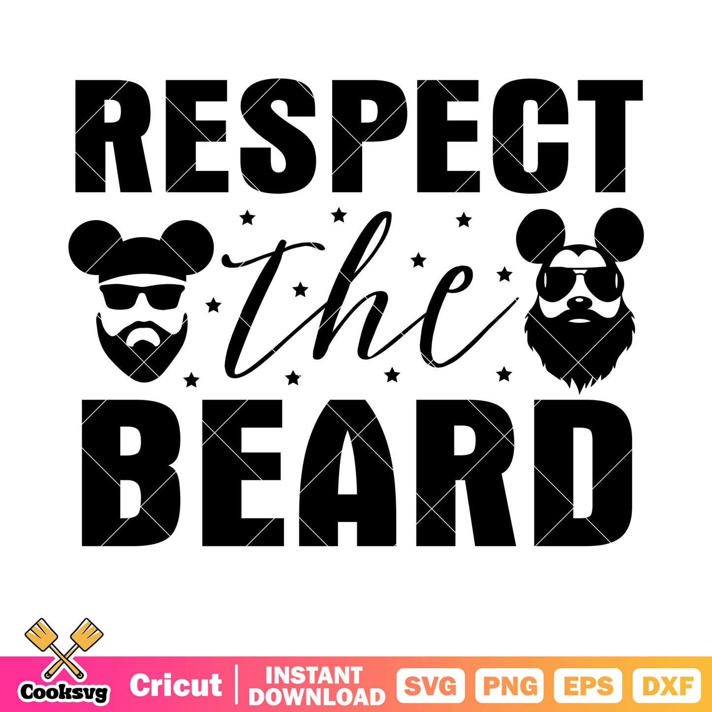 Mickey head respect the beard svg, mickey father day svg, mickey head svg