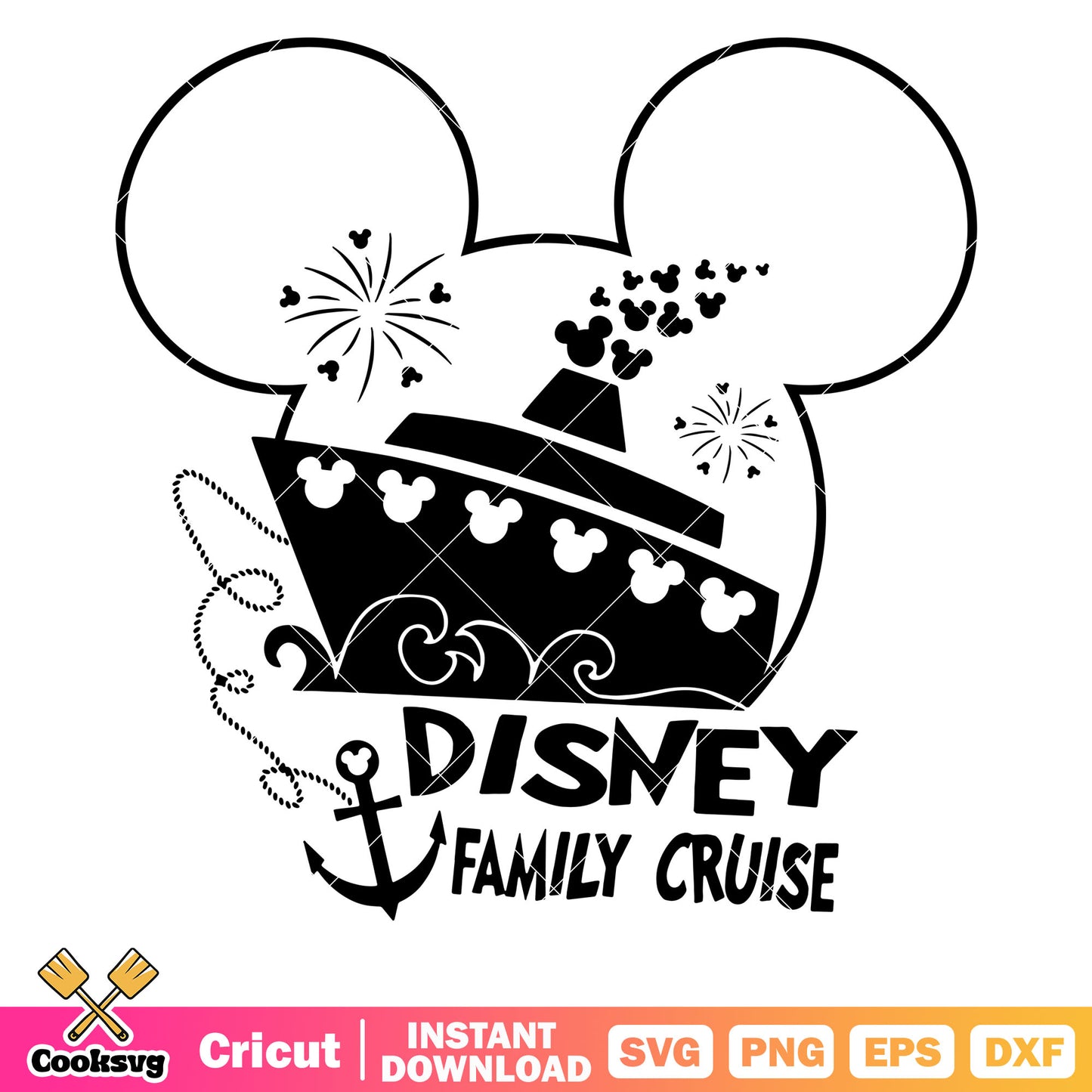 Mickey head ship disney family cruise svg, disney family cruises​ svg