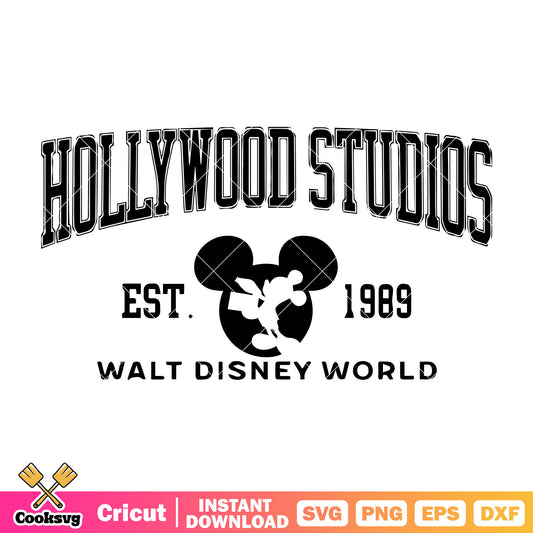 Mickey hollywood studios est 1989 svg, walt disney world​ svg