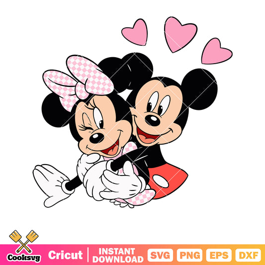 Mickey hug minnie valentine svg, mickey mouse valentine svg