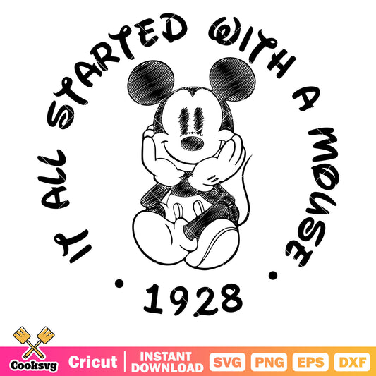 Mickey it all started wit a mouse svg, mickey mouse vintage svg