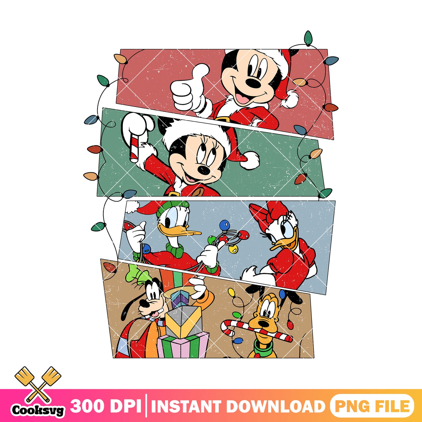 Mickey disney friends christmas lights png