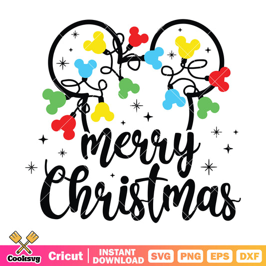 Mickey lights merry christmas svg