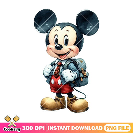 Mickey loving school png, mickey cartoon png, back to school decor png