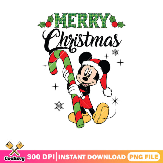 Mickey merry christmas cane candy png, christmas candy cane​ png