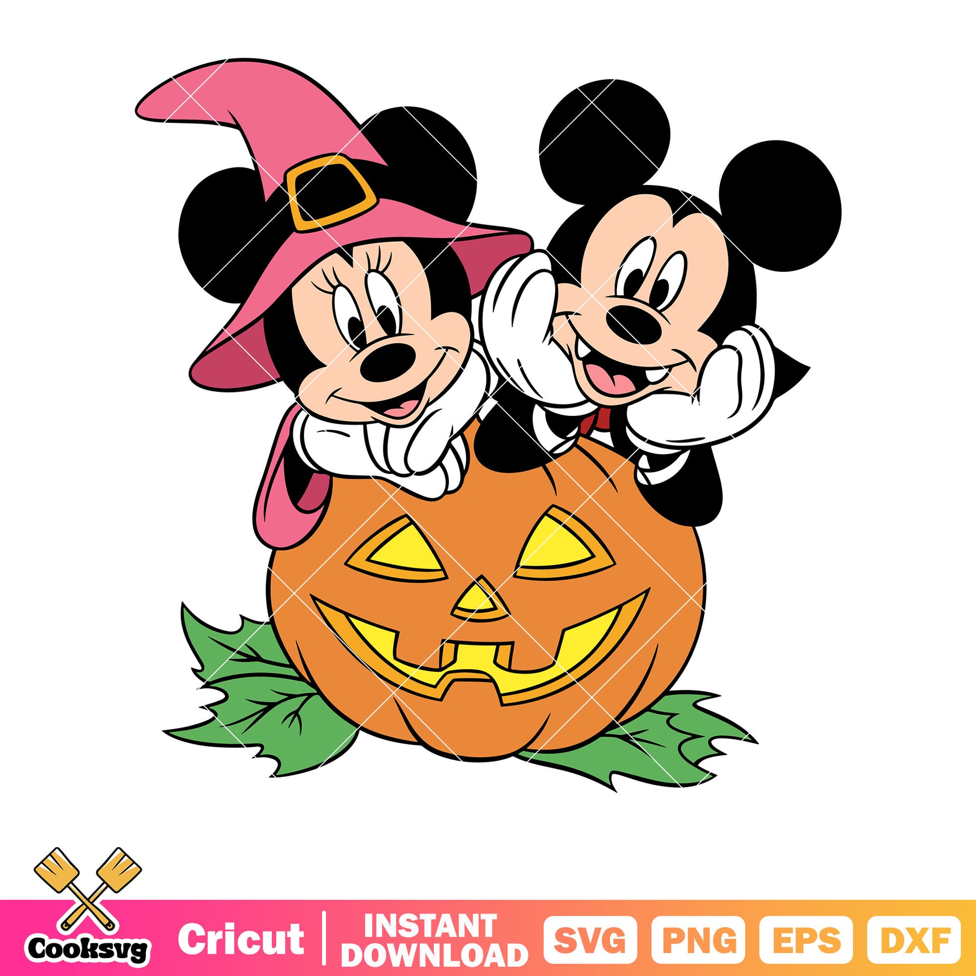 Mickey minnie behind pumpkin svg