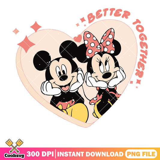 Mickey minnie better together png, better together png, mickey valentine png