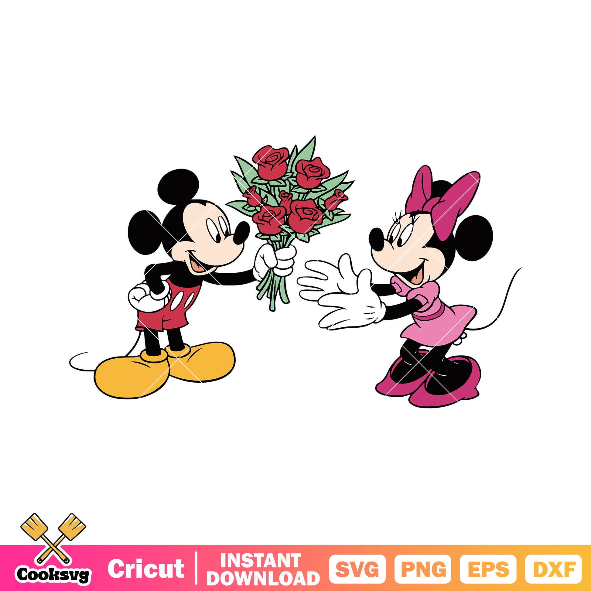 Mickey minnie flowers valentine svg, mickey mouse valentine svg