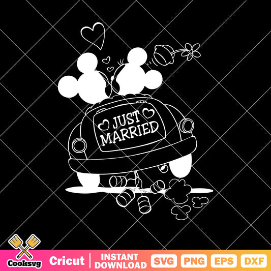 Mickey minnie just married black svg, mickey married minnie​ svg