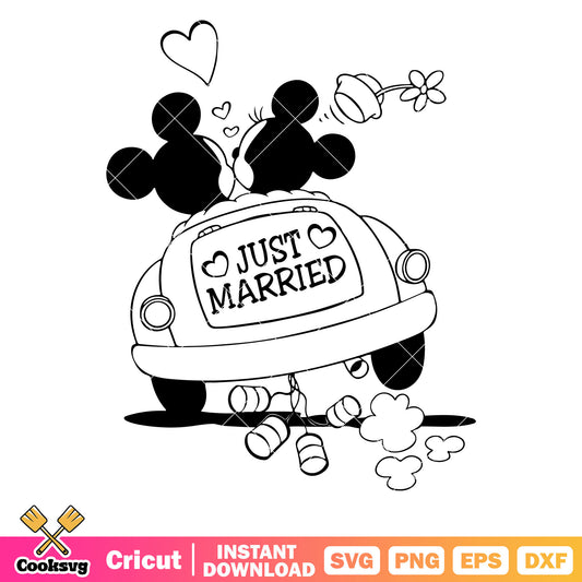 Mickey minnie just married svg, mickey married minnie​ svg