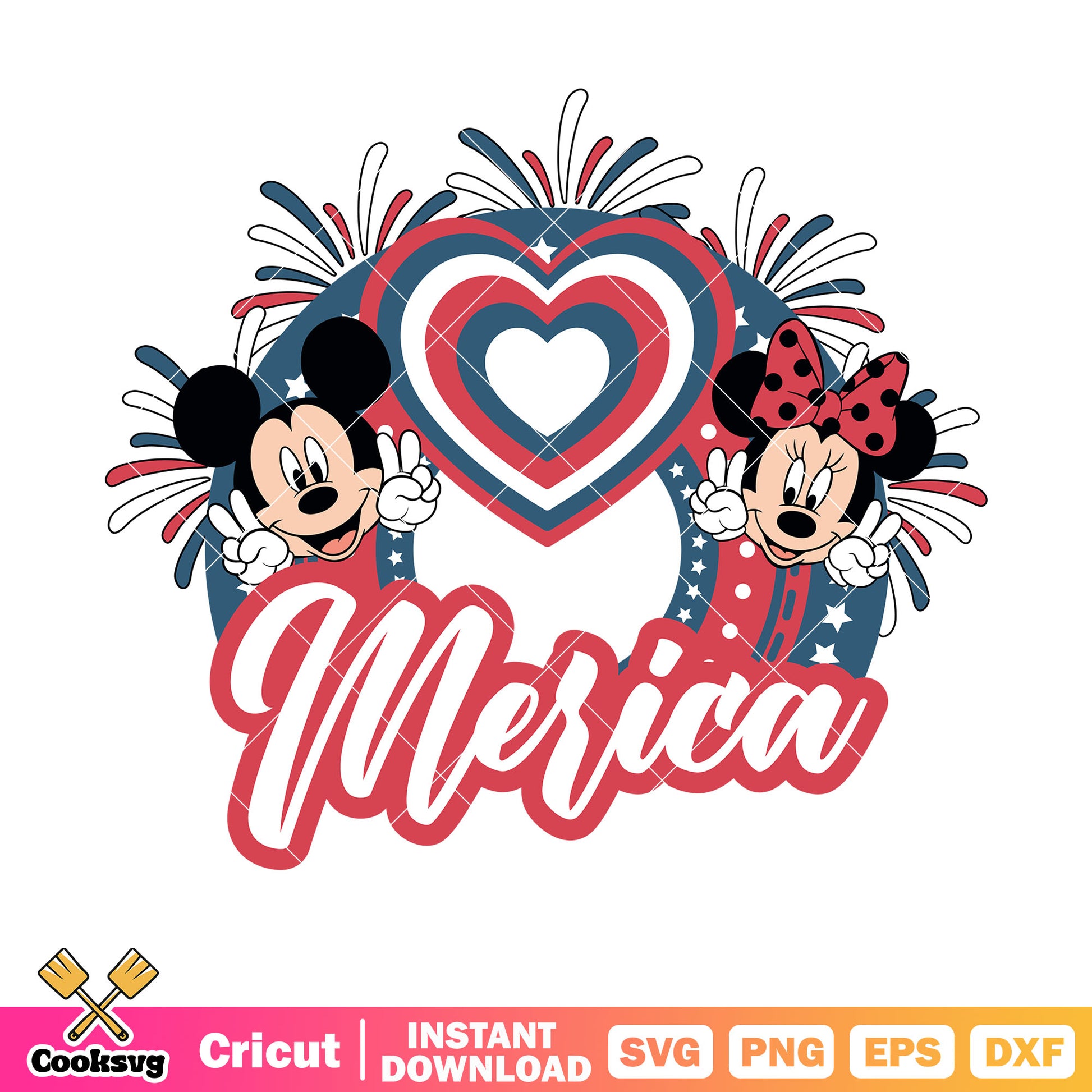 Mickey minnie love america svg, Mickey minnie svg, america i love​ svg