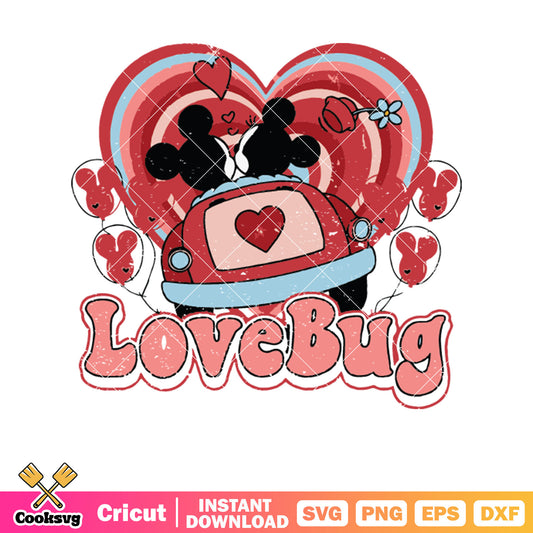 Mickey minnie mouse love bug svg, mickey mouse valentine​ svg