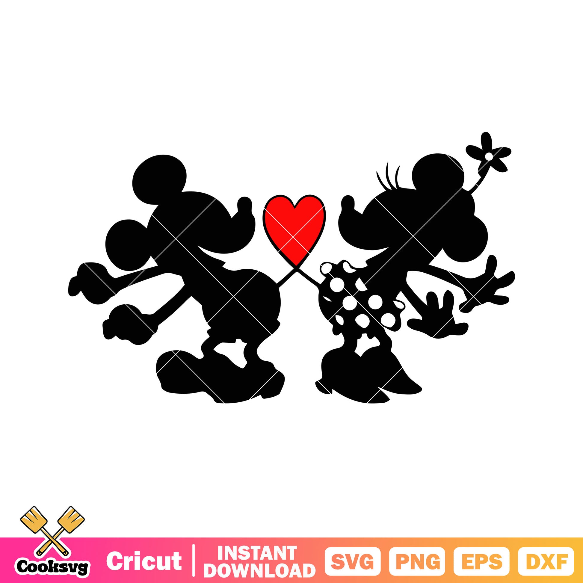 Mickey minnie silhouette love valentine svg, mickey silhouette svg