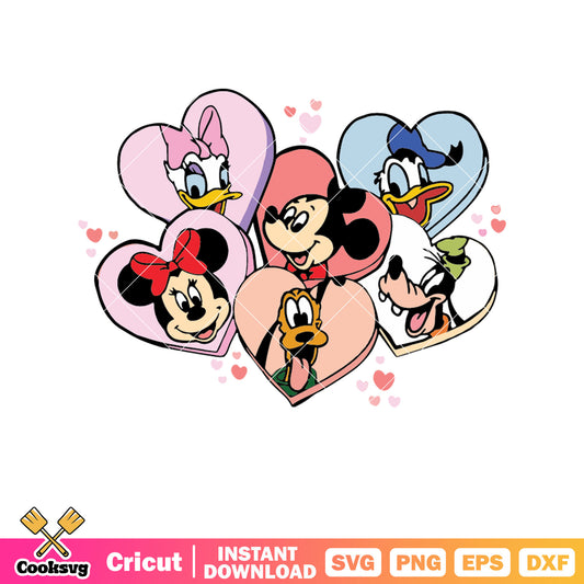 Mickey mouse and friends love valentine svg, mickey valentines day​ svg
