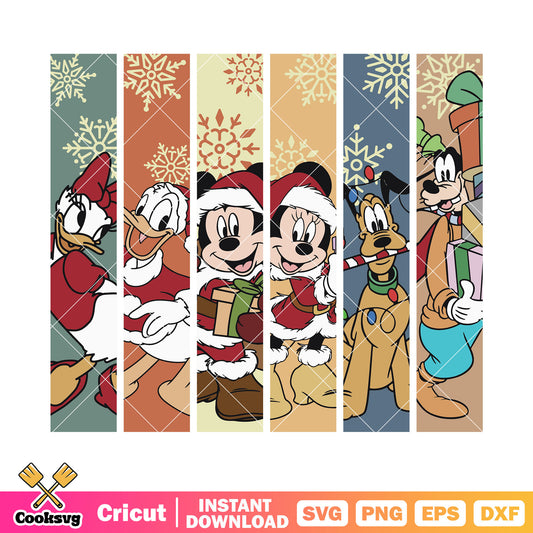 Mickey mouse and friends retro christmas svg