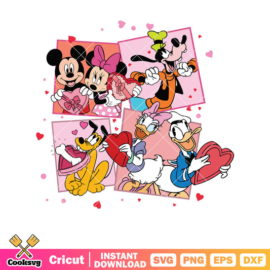 Mickey mouse and friends valentine moment svg, mickey valentines day​ svg