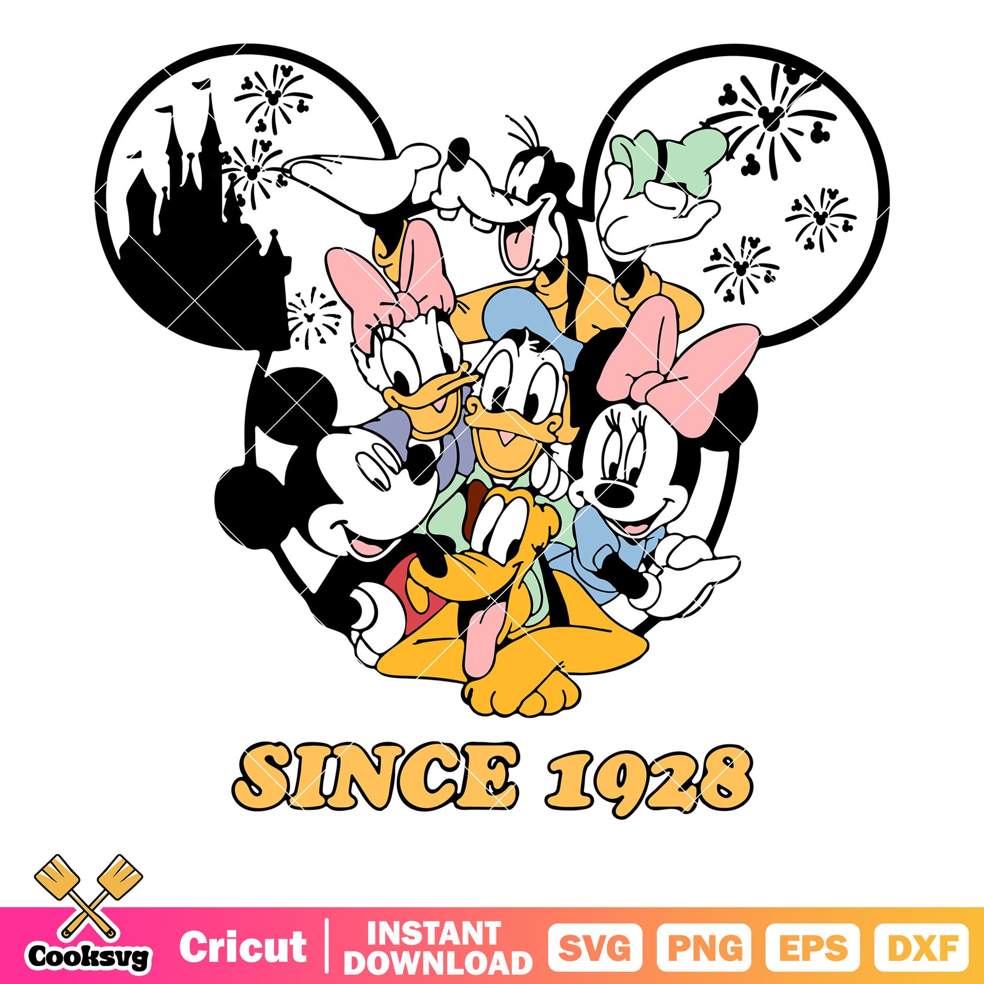 Mickey mouse and his friends since 1928 svg, mickey and friends svg, mickey head svg