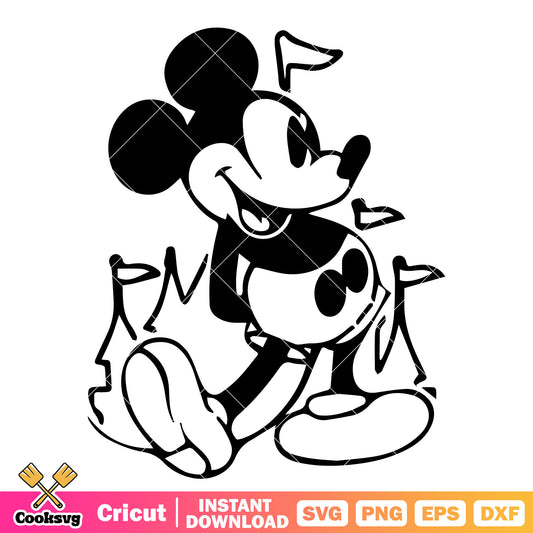 Mickey mouse black white svg file, mickey mouse svg, disney mickey svg