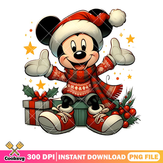 Mickey mouse christmas png, mickey gift png, christmas sweater png