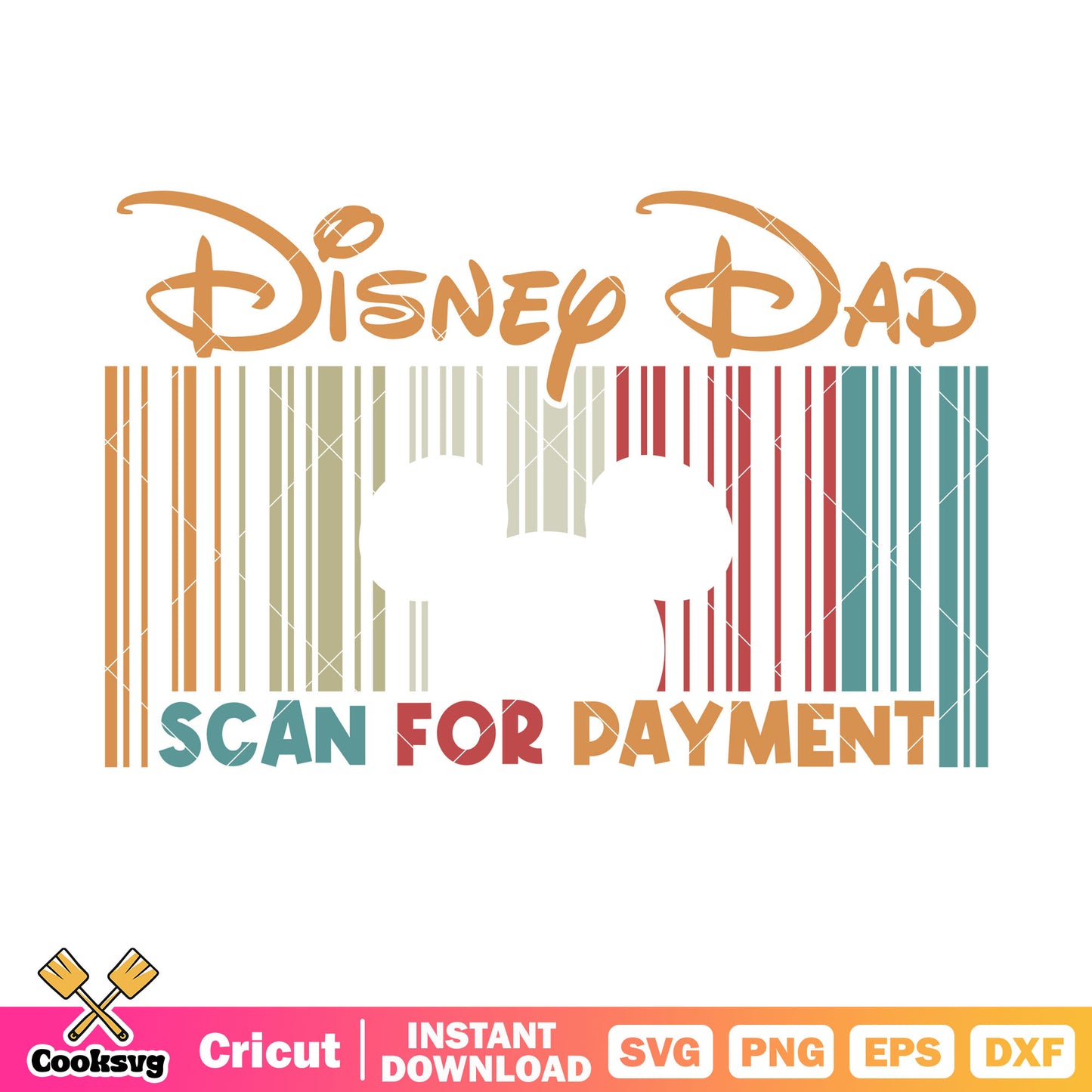 Mickey mouse dad scan for payment svg, disney dad scan for payment​ svg