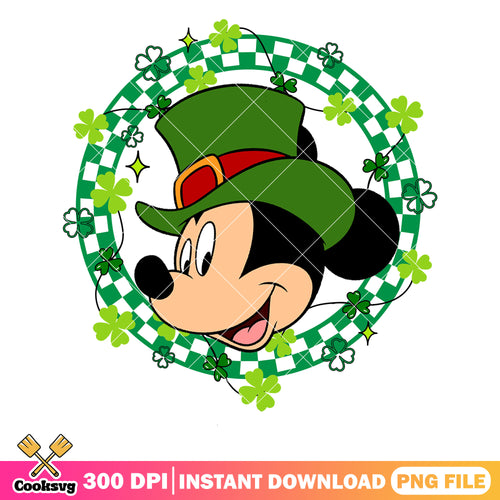 Mickey mouse disney lucky circle png, saint patrick day png
