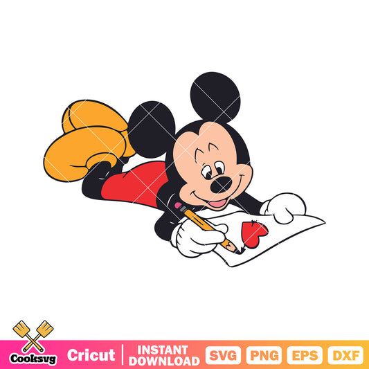 Mickey mouse draw love svg, mickey valentine svg, valentine day svg